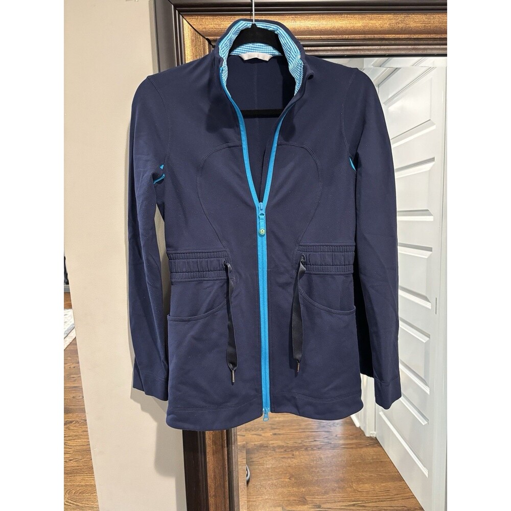 Lululemon Navy Blue Full Zip Jacket Size 6 Athletic Yoga Running